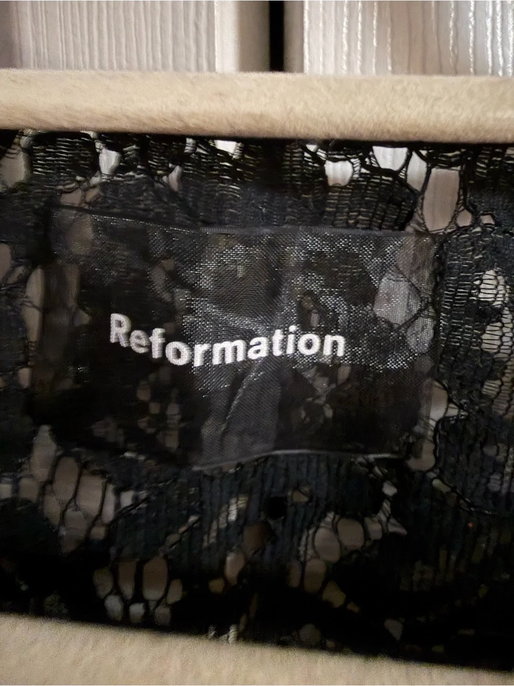 Reformation Black Lace Long-Sleeve Cropped Wrap Top